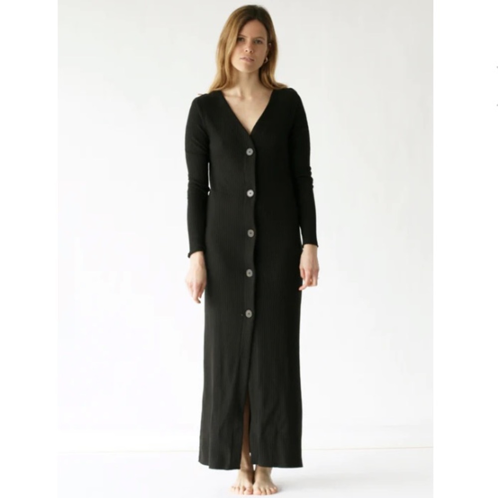 FORDAYS

Re-New Button Down Ribbed Dress S Black